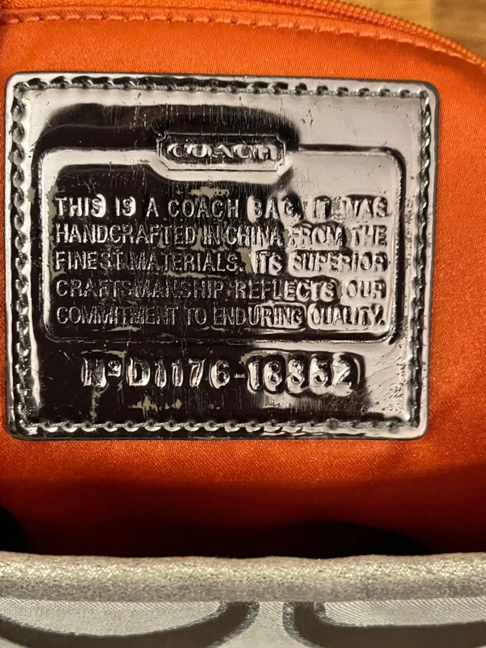 Coach Poppy Signature C Metallic Sateen & Leather Messenger Flap Satchel #18352
